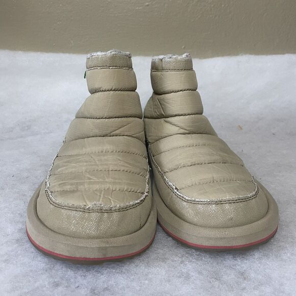 Sanuk Puff N Chill Ankle Booties Fur Lined Slip On Shoes Boots Tan Men Size 8 - Picture 2 of 6